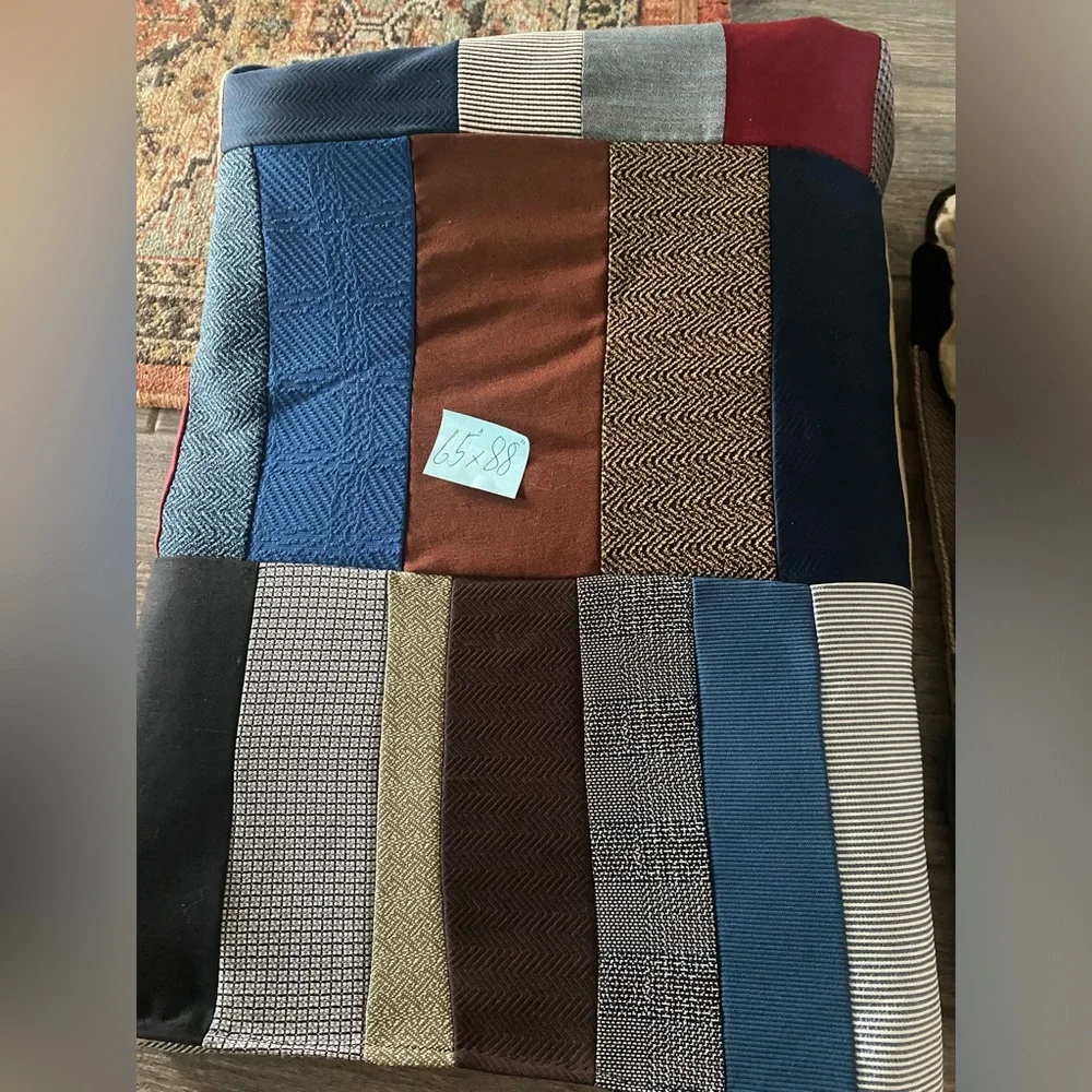 Vintage Men’s Suits Colorful Patchwork Quilt Blanket 65”/88” approx